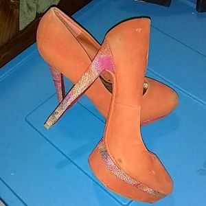 Orange Suede Heels